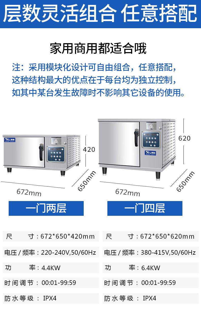 乐鱼高温蒸柜灵活组合